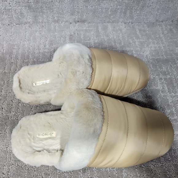 Vionic Karma Josephine Womens Size 9.5 Beige Faux Fur Round Toe Mule Slipper - Picture 9 of 9